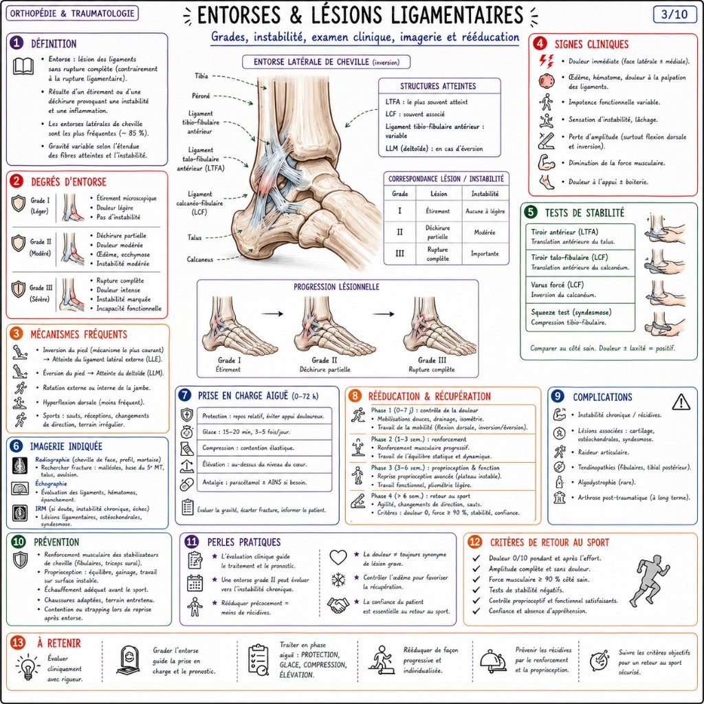Entorses & Lésions Ligamentaires : Instabilité, Examen & Rééducation