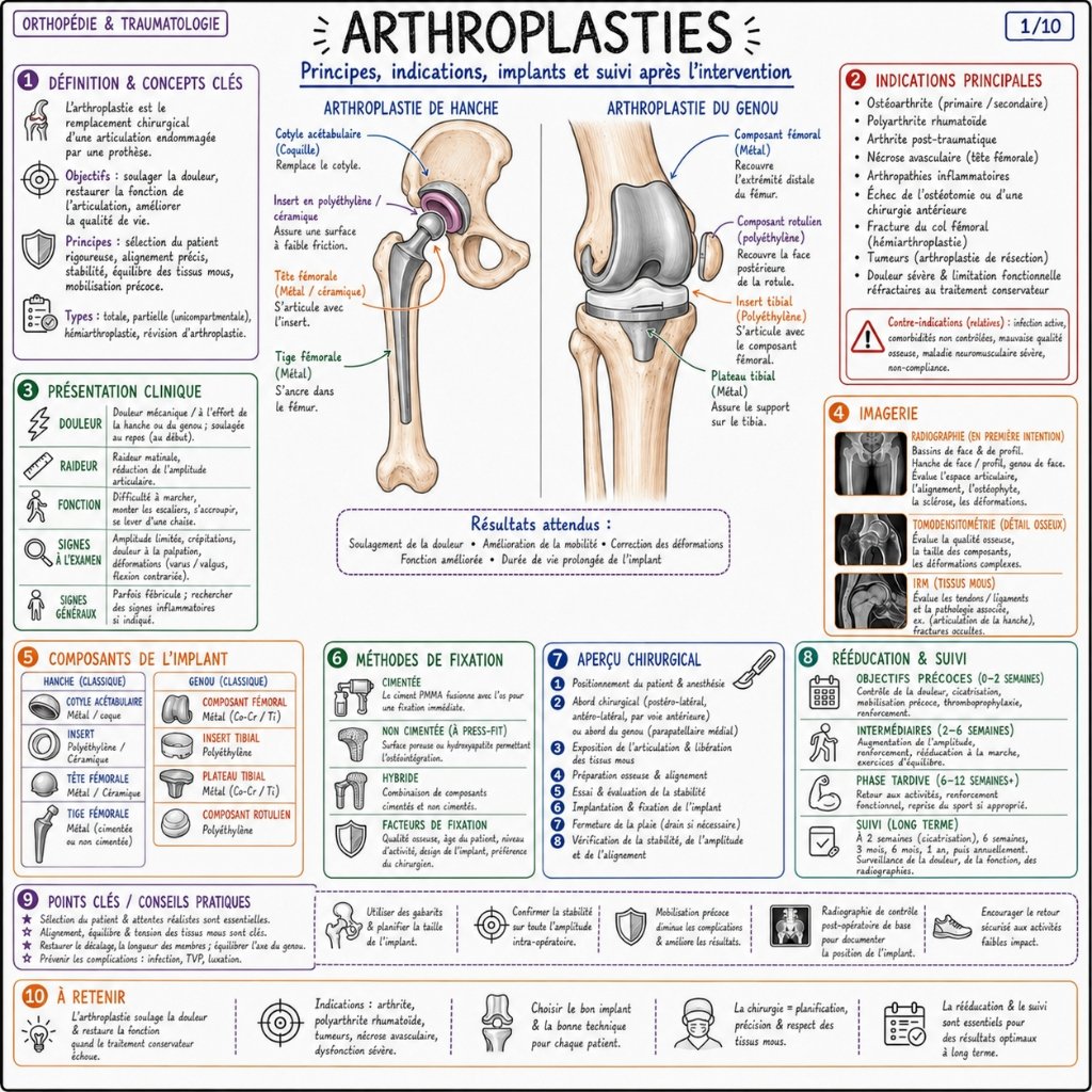Arthroplasties : Principes, Indications, Implants & Suivi