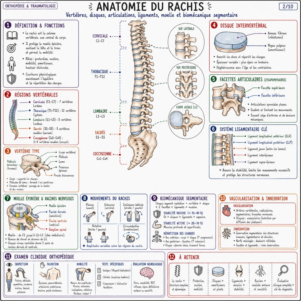 Anatomie du Rachis : Vertèbres, Disques & Moelle Épinière