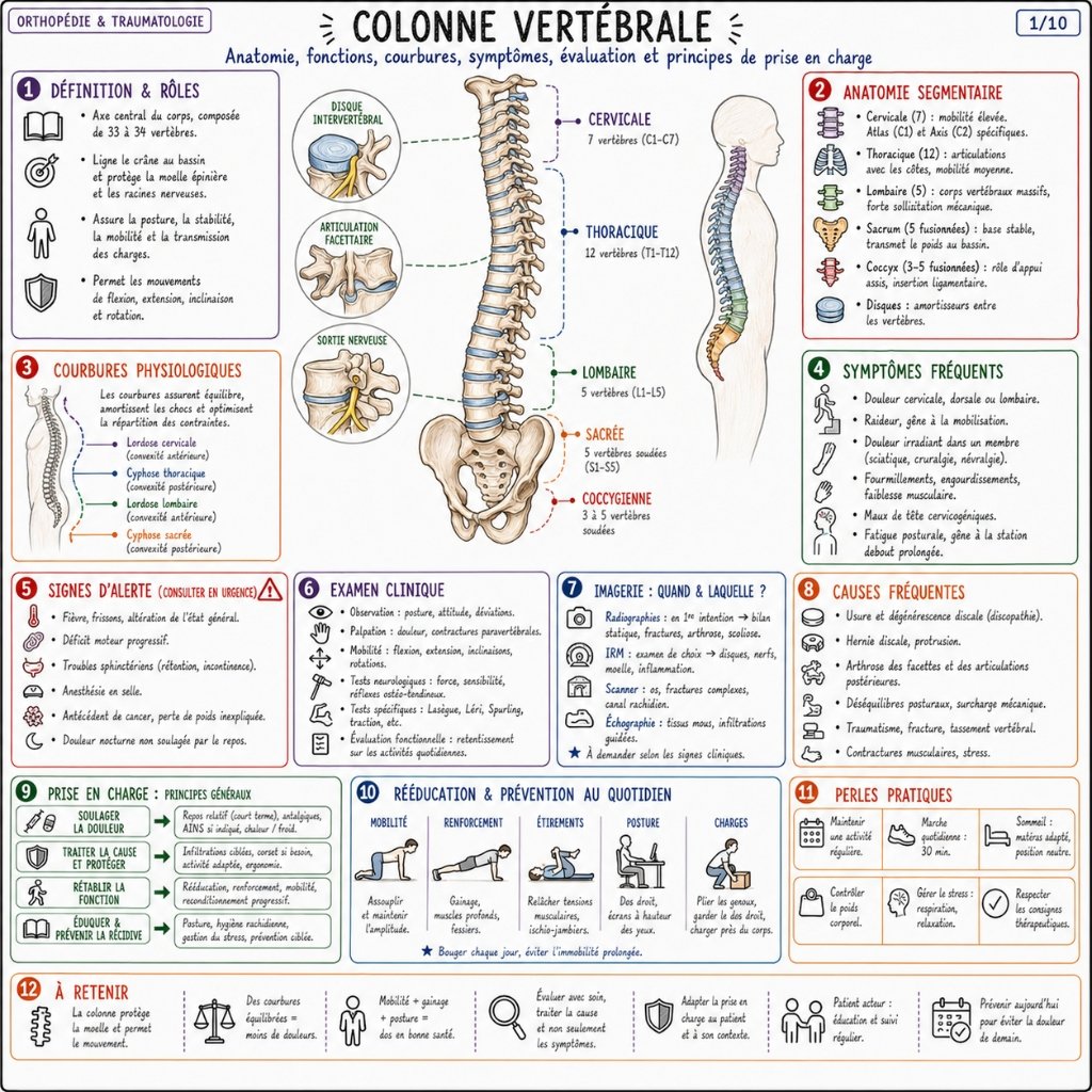 Colonne Vertébrale : Anatomie, Courbures & Prise en Charge